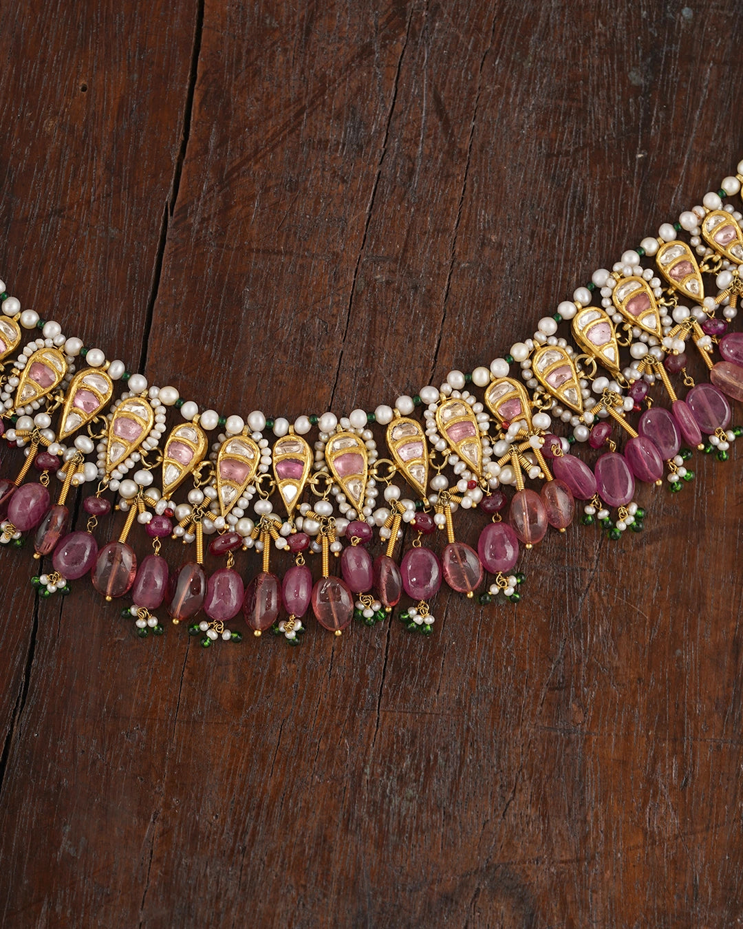 gold polki and tourmaline indian wedding necklace