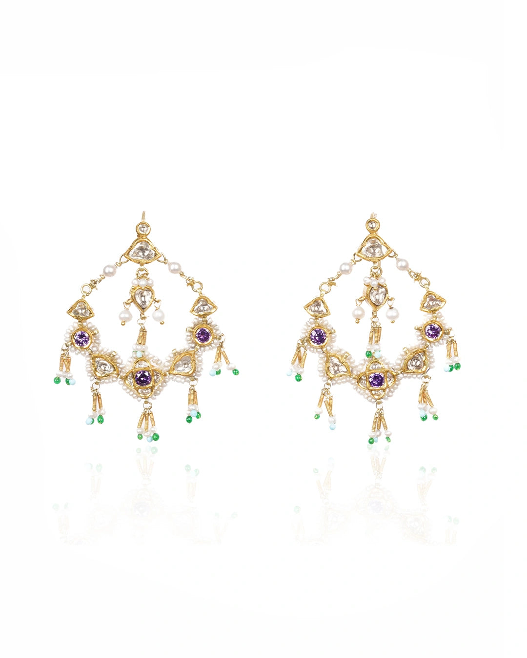 gold and polki earrings