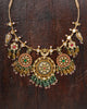 gold polki and multi-gemstone pendants neckalce for women