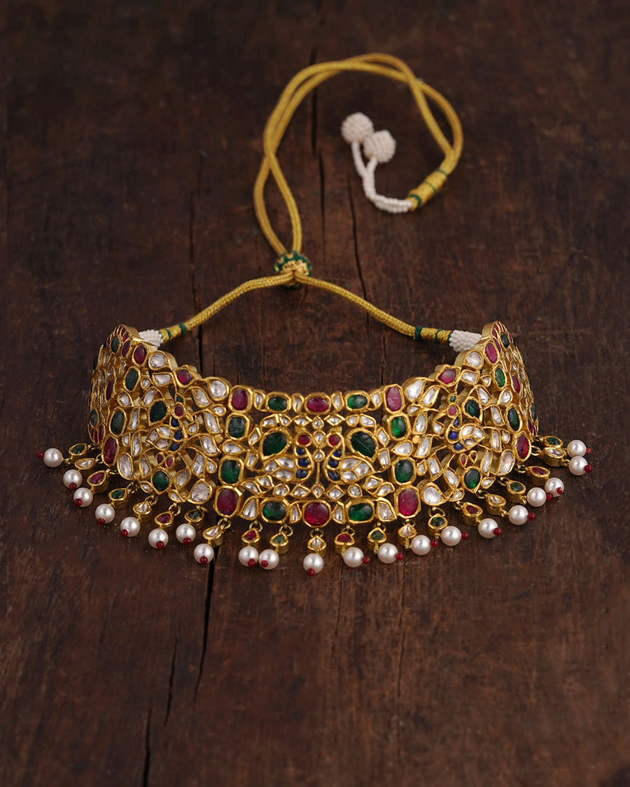 Rano Gold Kundan Jadau polki Choker Necklace – Timeless Indian Jewelry ...